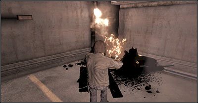 Z palącym się krzesłem udaj się w prawo i podpal pokazane na screenie deski - Scena 4 - Parking | Epizod 2 Alone in the Dark - Alone in the Dark - poradnik do gry