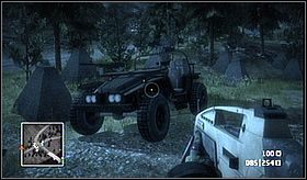 Po zgarnięciu narzędzia do nalotów wsiądź do wozu, który stoi nieopodal - Crash and Grab (cz.1) | Kampania | Battlefield Bad Company - Battlefield: Bad Company - poradnik do gry