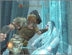 Gdy koło zostanie skręcone zauważ, iż wieża na środku komnaty ma uchwyty po każdej ze stron [1] - Epizod 14 | Akt II | Beowulf - Beowulf - poradnik do gry