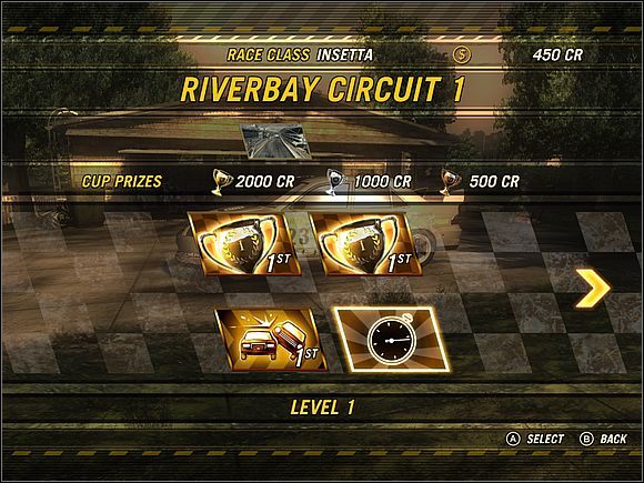 Imprezy (przedstawiane zawsze w dolnym rzędzie) to pojedyncze wyścigi, walki na arenie lub przejazdy na czas - [Tryb Flatout] Klasy, puchary, wyścigi | FlatOut Apokalipsa - FlatOut: Apokalipsa - poradnik do gry