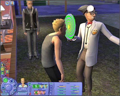 Sim znajdujący się na skraju załamania nerwowego jest ratowany w zabawny sposób. - [Simy] Mniej istotne kwestie - Załamanie nerwowe | The Sims 2 Osiedlowe Życie - The Sims 2: Osiedlowe życie - oficjalny polski poradnik - poradnik do gry