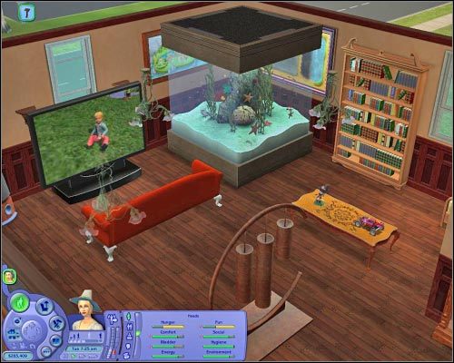 Akwarium jest nie tylko duże, ale i bardzo kosztowne. Stanowi jednak świetną dekorację każdego luksusowego apartamentu lub posiadłości. - [Przedmioty] Przedmioty codziennego użytku - Rozrywka - The Sims 2: Osiedlowe życie - oficjalny polski poradnik - poradnik do gry