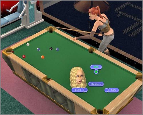 Najciekawszą opcją stołu do bilarda jest możliwość przyjmowania zakładów. - [Przedmioty] Przedmioty codziennego użytku - Rozrywka - The Sims 2: Osiedlowe życie - oficjalny polski poradnik - poradnik do gry