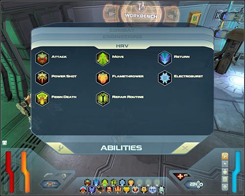 Umiejętności podzielone są z kolei na dwie grupy (Combat i Engineering), a rozwija się za każdym razem gdy zdobyło się punkty - Rozwój postaci | Porady w Space Siege - Space Siege - poradnik do gry