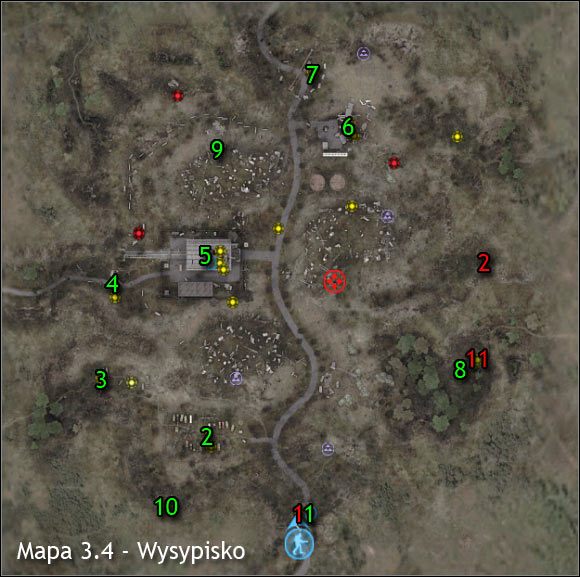 Najważniejsi NPC na mapie (kolor czerwony) - Mapy szczegółowe (cz.1) | Wysypisko | Stalker Czyste Niebo - S.T.A.L.K.E.R.: Czyste Niebo - poradnik do gry