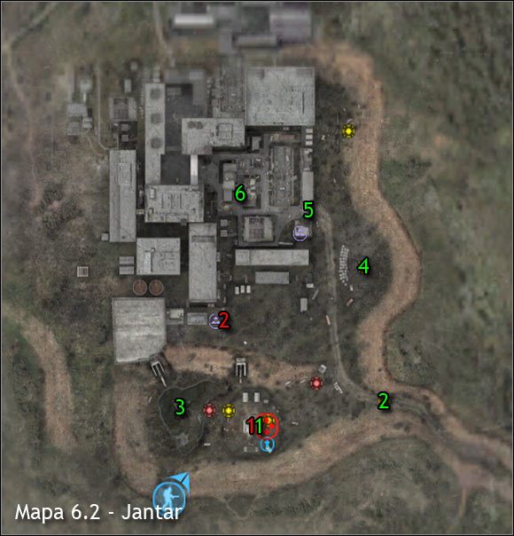 Najważniejsi NPC na mapie (kolor czerwony) - Mapa szczegółowa (cz.1) | Jantar | Stalker Czyste Niebo - S.T.A.L.K.E.R.: Czyste Niebo - poradnik do gry