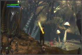 W tunelu natkniesz się na przeciwników i ukryty za jednym z filarów holocron (Force Combo Sphere) - Misja 03 - Felucia (cz.1) - Star Wars: The Force Unleashed - poradnik do gry