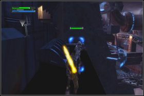 Przed sobą zobaczysz na rampie tarcze chroniące przed ostrzałem - Misja 06 - Imperial Kashyyyk (cz.1) - Star Wars: The Force Unleashed - poradnik do gry