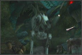 Tuż za mostem, zanim jeszcze zeskoczysz niżej, obróć się w prawą stronę, a zobaczysz następny holocron (Compressed Purple Light Saber Crystal) - Misja 07 - Imperial Felucia (cz.1) - Star Wars: The Force Unleashed - poradnik do gry