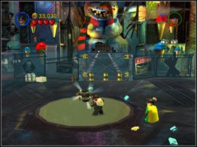 Free Play: Zaparkuj lodziarnię na środku okrągłej szklanej podłogi i pociągnij za wajchę obok - An Icy Reception (cz.1) | Heros Episode 1 | LEGO Batman The Videogame - LEGO Batman: The Videogame - poradnik do gry