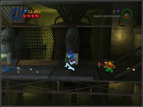 Wespnij się na górę po rurkach (gdzie znajdziesz Glide Suit) i idź platformą w lewo - Jokers Home Turf (cz.1) | Heros Episode 3 | LEGO Batman The Videogame - LEGO Batman: The Videogame - poradnik do gry