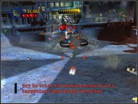 Gdy wrogowi zostanie ostatnie życie, będzie próbował zestrzelić Cię pociskiem samonaprowadzającym - Harboring a Grudge (cz.2) | Villiant Episode 5 | LEGO Batman The Videogame - LEGO Batman: The Videogame - poradnik do gry