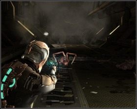 Wracamy do tunelu kolejki, po raz kolejny spowalniając drzwi z zepsutym mechanizmem - Nowe transporty (cz.3) | Rozdział 01 | Solucja Dead Space - Dead Space - poradnik do gry