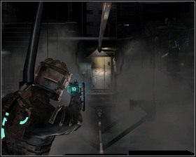 Na prawo od Stacji zapisu znajdujemy przełącznik, aktywujemy go za pomocą kinezy - Korekta kursu (cz.2) | Rozdział 03 | Solucja Dead Space - Dead Space - poradnik do gry