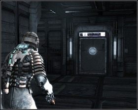 Na dole znajdujemy kilka pojemników i Stację zapisu , wchodzimy przez znajdujące się obok niej drzwi - Nieuchronna zagłada (cz.2) | Rozdział 04 | Solucja Dead Space - Dead Space - poradnik do gry