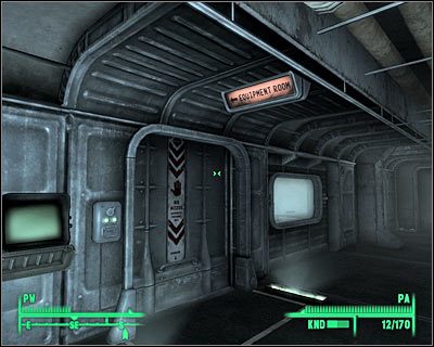 Wewnątrz pomieszczenia ze sprzętem znajdziesz także holotaśmę z hasłem do pomieszczenia Nadzorcy - QUEST 7 - Cele naukowe | Główne questy Fallout 3 - Fallout 3 - poradnik do gry