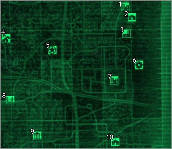 Oznaczenia na mapie - Mapa szczegółowa pustkowi - Sektor 5, 6 | Świat gry Fallout 3 - Fallout 3 - poradnik do gry