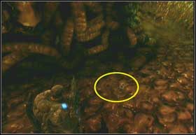 Początkowo będzie poruszać się bardzo powoli, jednak jeżeli chcesz zebrać do kolekcji nieśmiertelnik COG CSID: 838186-22A03-SF i tak musisz się pośpieszyć - Lekarstwo na zgagę | Mieszkańcy | Gears of War 2 - Gears of War 2 - poradnik do gry