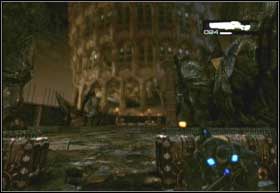 Znajdziesz się niedaleko wejścia do pałacu, w dogodnym miejscu, aby Jack mógł przesłać dane o Twojej pozycji - Gniazdo Szerszeni | Rój | Gears of War 2 - Gears of War 2 - poradnik do gry