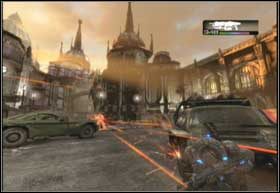 Wraz z Domem otwórzcie bramę i wyjdźcie na parking, na którym trwa już walka - Darmowy parking | Decydujące starcie | Gears of War 2 - Gears of War 2 - poradnik do gry