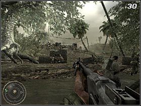 Po chwili natkniesz się na kolejny oddział wroga - Twarde lądowanie (cz.1) | Kampania Call of Duty World at War - Call of Duty: World at War - poradnik do gry