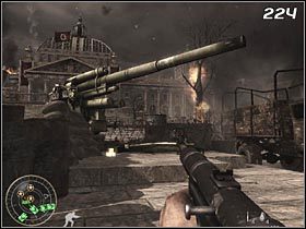 Postaraj się oczyścić teren w pobliżu pierwszego z dział artyleryjskich (#224) i skieruj się w jego stronę - Serce Rzeszy | Punkt przełamania Call of Duty World at War - Call of Duty: World at War - poradnik do gry