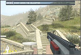 Aby etap dobiegł końca, przejdź schodami w stronę lądowiska z helikoptera - Etap I - Whites Estate (cz.2) | Quantum of Solace - Quantum of Solace - poradnik do gry