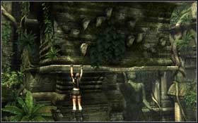 Stamtąd przejdź do przeciwległej ściany, złap się krawędzi na wprost i zacznij się po niej przesuwać w prawo - Coastal Thailand - Bhogavathi (cz.1) | Solucja Tomb Raider Underworld - Tomb Raider: Underworld - poradnik do gry
