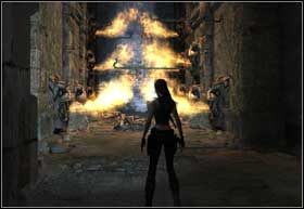 Z drugiej kolumny przeskocz na wmurowaną obok widocznych drzwi belkę, a stamtąd na szczyt schodów - Southern Mexico - The Midgard Serpent (cz.2) | Solucja Tomb Raider Underworld - Tomb Raider: Underworld - poradnik do gry