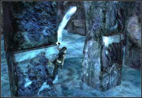 Przeskocz na filar po lewej i szybko opadnij na krawędź poniżej - Southern Mexico - Land of the Dead (cz.1) | Solucja Tomb Raider Underworld - Tomb Raider: Underworld - poradnik do gry