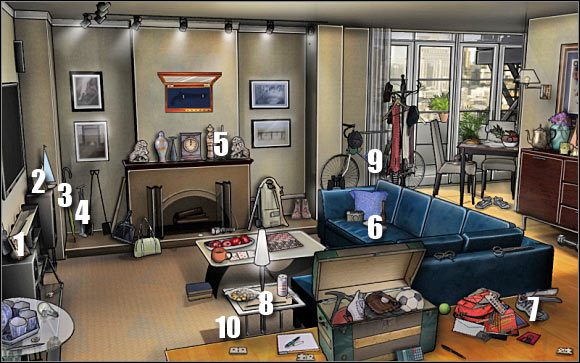 Po zebraniu wszystkich przedmiotów automatycznie załączy się scenka z rozmowy - Living Room, Coopers Condo, Red Brick Condos #2 | Odcinek 4 | CSI NY - CSI: NY - poradnik do gry