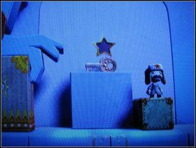 Wchodzimy na jego głowę, zbieramy Great Magicians Magic Box, biegniemy w prawo i kończymy poziom - 3. Great Magicians Palace, Mini Levels | The Temples | LittleBigPlanet - LittleBigPlanet - poradnik do gry