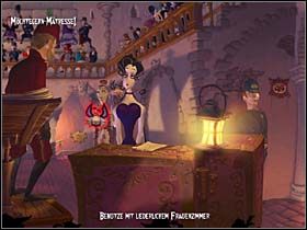 Na miejscu Iris wdaje się w dyskusję z dyrygentem, odwracając jego uwagę od poczynań Mony, która dokonuje stosownych zmian na liście wykonywanych utworów (użyj na liście wizerunku interesującej dziewczynę piosenki) - Uliczki przy nabrzeżu, podwórko, stadion - Miasteczko Vlad's Landing - A Vampyre Story - poradnik do gry