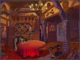 Oczywiście Mona niezwłocznie unieszkodliwia gburowatego męża Miny, po czym zabiera krzesło spod drzwi i wreszcie może w spokoju porozmawiać z modystką - Salon modystki - Miasteczko Vlad's Landing - A Vampyre Story - poradnik do gry