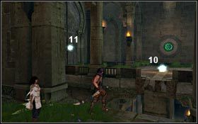 Żeby zebrać 8 i 9 skocz na ścianę, po czym w odpowiednim momencie odbij się z powrotem - Wieża Królowej - Ziarna Światła | Miasto Światła | Prince of Persia - Prince of Persia - poradnik do gry