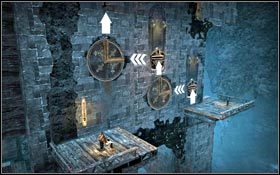 Ponownie ściągnij metalowy pierścień i przejdź po ścianie poziom wyżej - Wieża Arymana | Miasto Światła | Prince of Persia - Prince of Persia - poradnik do gry