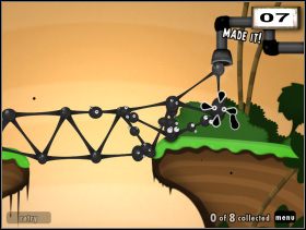 Zacznij budować konstrukcję kierując czub trochę bardziej pod kątem, na północny-wschód - Small Divide | Rozdział 1 | World of Goo - World of Goo - poradnik do gry