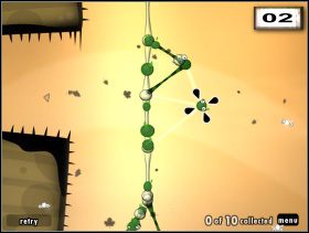 Długim, zbudowanym z kilku transparentnych kulek glutem, odwiedź na samym dole śpiące w wodzie zielone stworki - Droll | Rozdział 2 | World of Goo - World of Goo - poradnik do gry