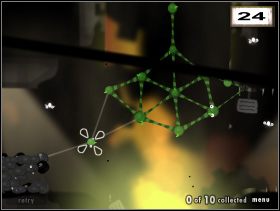 Zielonymi goo (nie bój się odklejać od struktury jak Ci braknie) zahacz o figurę z szarakami i czarnymi stworkami (24 ) - Upper Shaft | Rozdział 3 | World of Goo - World of Goo - poradnik do gry