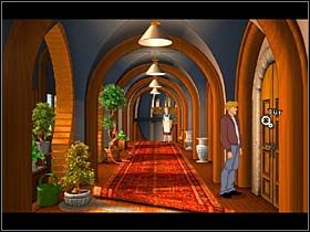 Na miejscu naciska na dzwonek przy drzwiach wejściowych i po chwili pokojówka prowadzi go na pięterko - 3435 Rangersfield | York | Broken Sword 2,5 The Return of the Templars - Broken Sword 2,5: The Return of the Templars - poradnik do gry