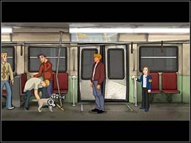 Przyjrzawszy się jej bliżej, orientuje się, że jest ona przyklejona taśmą do posadzki - Metro | York | Broken Sword 2,5 The Return of the Templars - Broken Sword 2,5: The Return of the Templars - poradnik do gry