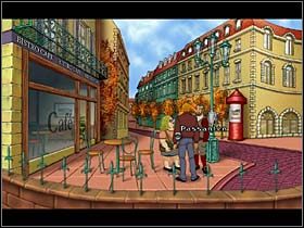 Dzięki lupie odczytuje zapiski na witrażu (słowo Soue obok imienia Baphometa) - Muzeum Crune; Cafe de la Chandelle Verte | Paryż i Tomar - Broken Sword 2,5: The Return of the Templars - poradnik do gry