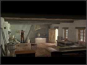 Teraz na moment powraca do gospody, by zmiażdżyć orzechy w stojącym z lewej strony lady moździerzu i wreszcie maszeruje do własnego domu - Znaleźć klucz do spiżarni c.d.; Skomponować perfumy; Dostać się na bagna | Wioska - Zaginiona historia: Tale of Hero - poradnik do gry