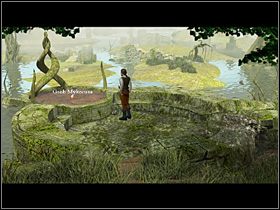 Mężczyzna opuszcza świątynię i maszeruje na rozstaje, a stamtąd do granicy bagien - Przyprowadzić Mykorusowi strażnika | Wioska | Zaginiona historia Tale of Hero - Zaginiona historia: Tale of Hero - poradnik do gry