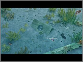 By się ich pozbyć, nasz bohater wykorzystuje zabrany ze skrzyni święty symbol, jednak używa go nie na duchach, a na ich leżących na dnie szkieletach - Pozbyć się duchów; Dotrzeć do wraku | Głębiny oceanu - Zaginiona historia: Tale of Hero - poradnik do gry