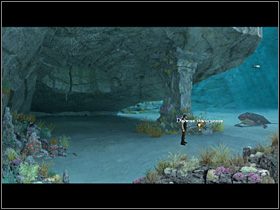 Tam nieopodal skalnej kolumny znajduje kolejne dziwne stworzenie, którego nie sposób oderwać od skały i które pluje atramentem - Znaleźć błękitną rozgwiazdę | Głębiny oceanu | Zaginiona historia Tale of Hero - Zaginiona historia: Tale of Hero - poradnik do gry