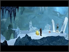 W momentach kiedy olbrzym zieje swym oddechem w Olafa, przed mężczyzną kłębi się wirujący śnieg - Pokonać Krugella; Uratować księżniczkę | Lodowa Kraina - Zaginiona historia: Tale of Hero - poradnik do gry