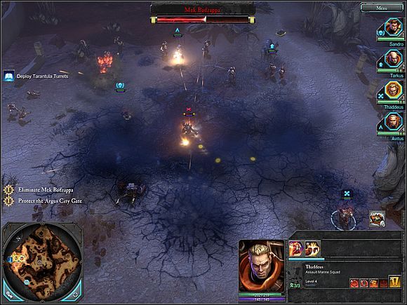 Spękana ziemia świadczy o zasięgu trzęsienia, jakie jest w stanie wywołać Złobzyk. - 4. The Defense of Argus Gate | Główny wątek Warhammer 40,000 Dawn of War II - Warhammer 40,000: Dawn of War II - poradnik do gry