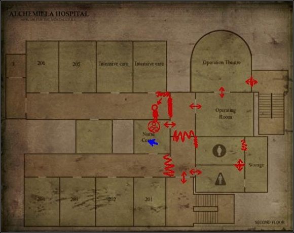 Toaleta dla kobiet - A. Hospital 2 piętro - d. strona | Alchemilla Hospital w Silent Hill Homecoming - Silent Hill: Homecoming - poradnik do gry