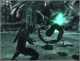 Mezger wyposażył się w spore macki, które lubią strzelać ogniem, rzucać kamieniami i puszczać trujący gaz - Rozdział 10 | Opis przejścia | Dark Sector - Dark Sector - poradnik do gry